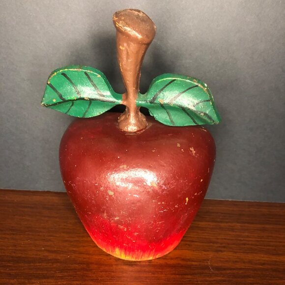 Vintage cast iron hand painted apple 7” Decor/ Door Stop - Picture 1 of 5